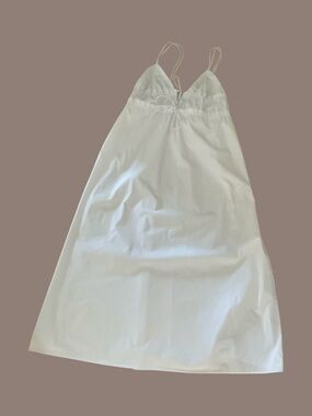 ZARA POPLIN MIDI DRESS white